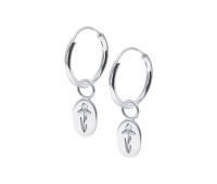 Iris Birth Flower Silver Hoop Earring Charms HO-2696